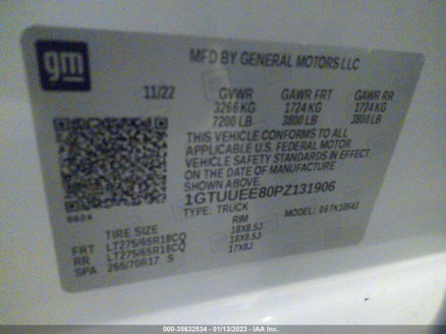 1GTUUEE80PZ131906 GMC Sierra 1500 At4