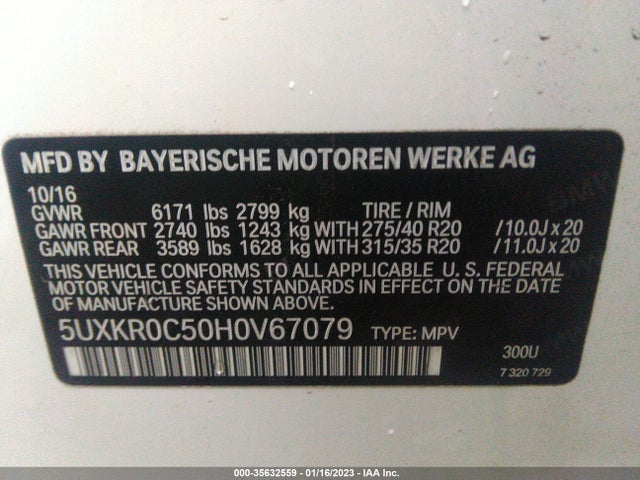 BMW X5 Xdrive35i 2017 5UXKR0C50H0V67079 Image 9