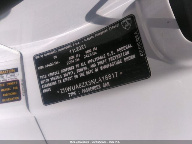 ZHWUA6ZX3NLA18817 Lamborghini Huracan Sto