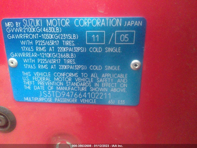 JS3TD947664102211 Suzuki Grand Vitara