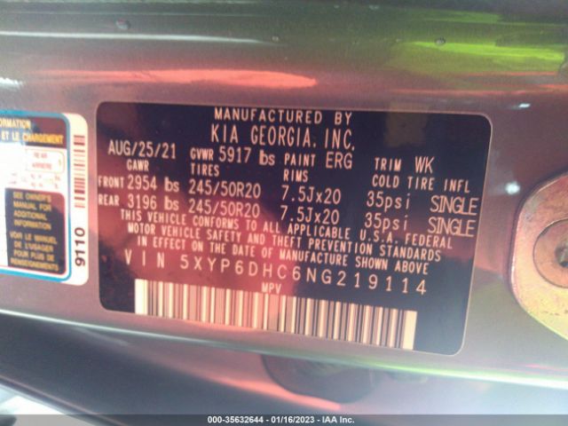 5XYP6DHC6NG219114 KIA Telluride S