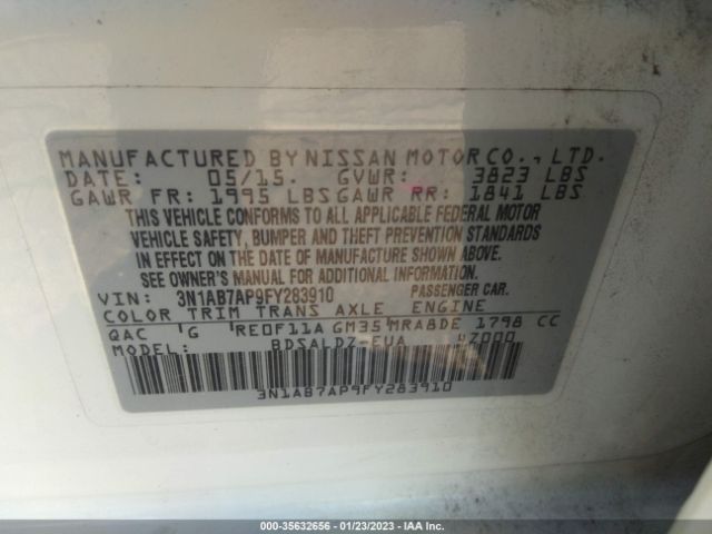 3N1AB7AP9FY283910 Nissan SENTRA SV