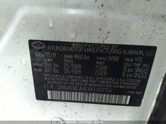 Hyundai Santa Fe Ultimate 2019 5NMS5CAAXKH129126 Image 10