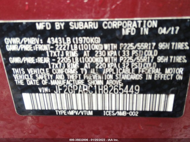 2017 Subaru Crosstrek, VIN: JF2GPABC1H8265449