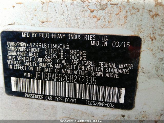 JF1GPAP62G8272335 Subaru Impreza Wagon 2.0i Sport Premium
