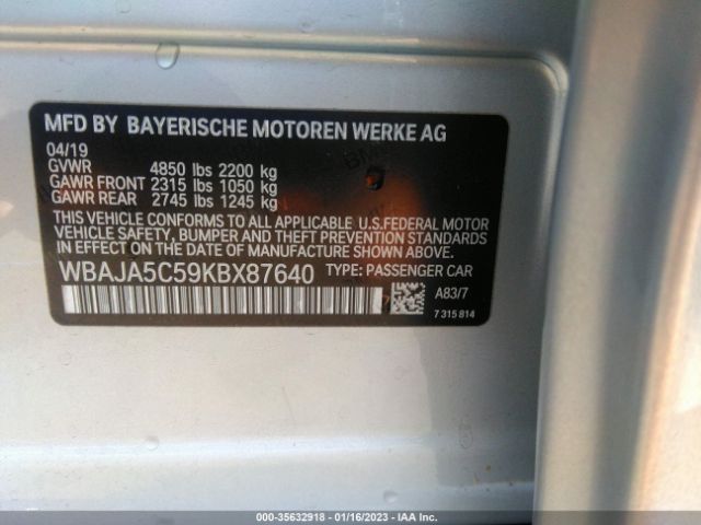 WBAJA5C59KBX87640 BMW 5 Series 530i