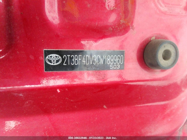 2012 TOYOTA RAV4 VIN: 2T3BF4DV3CW189960
