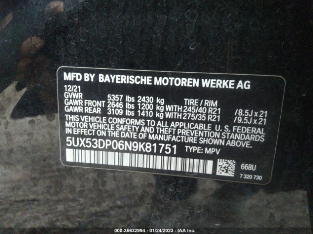 5UX53DP06N9K81751 BMW X3 Xdrive30i