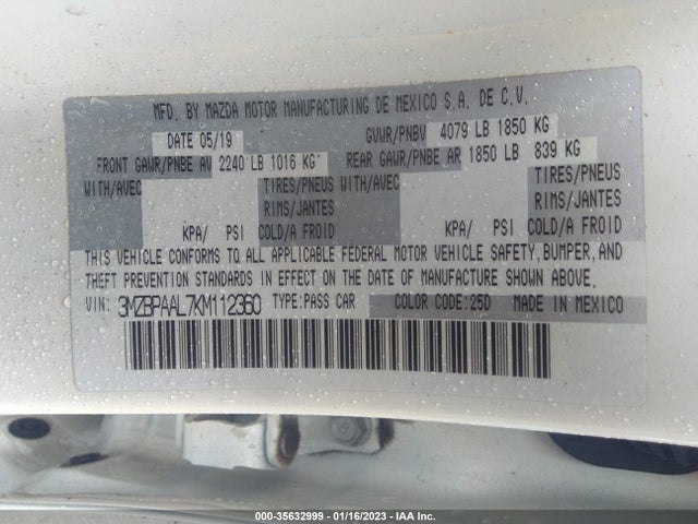 Mazda Mazda3 Sedan W/select Pkg 2019 3MZBPAAL7KM112360 Image 11