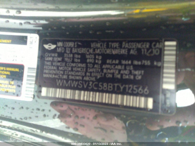 WMWSV3C58BTY12566 Mini Cooper Hardtop S