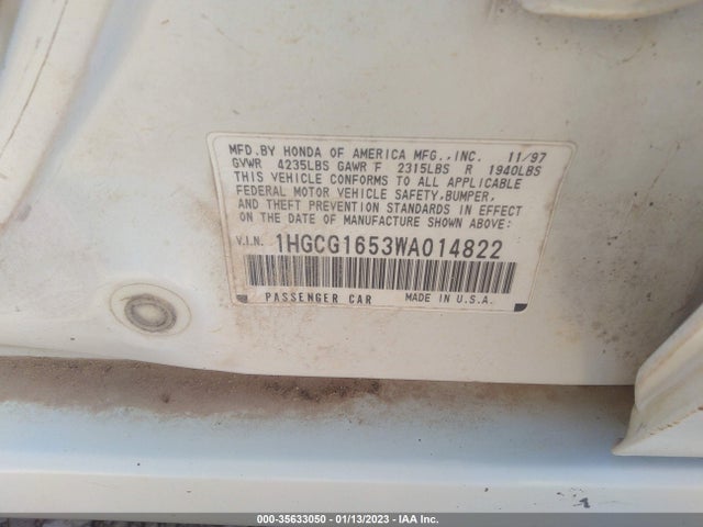 1998 HONDA ACCORD SDN EX VIN: 1HGCG1653WA014822