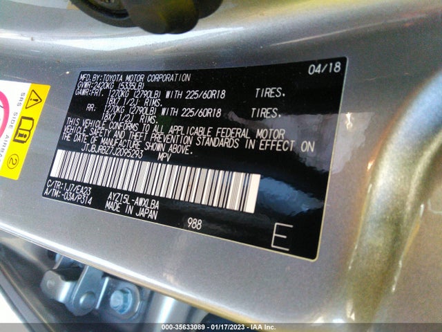 2018 Lexus NX, VIN: JTJBJRBZ7J2095293