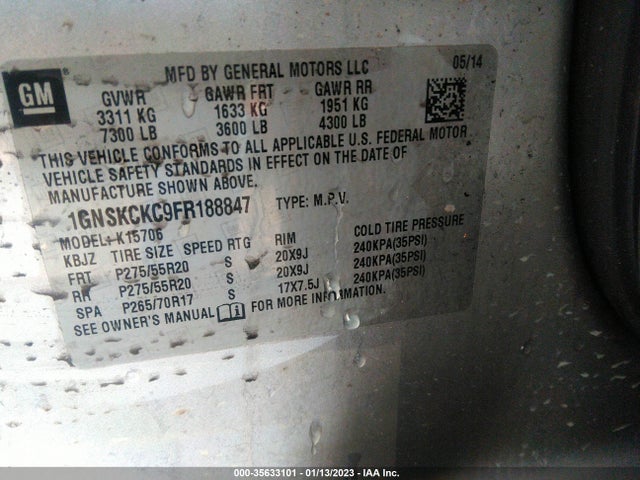 Chevrolet Tahoe Ltz 2015 1GNSKCKC9FR188847 Image 10