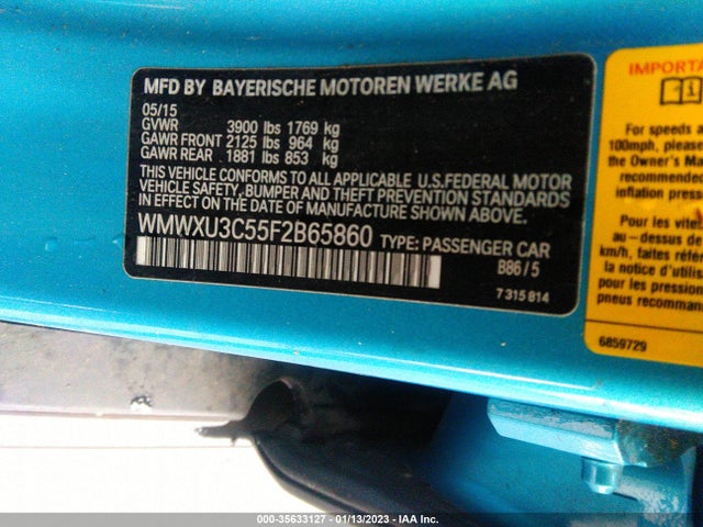 2015 Mini Cooper, VIN: WMWXU3C55F2B65860