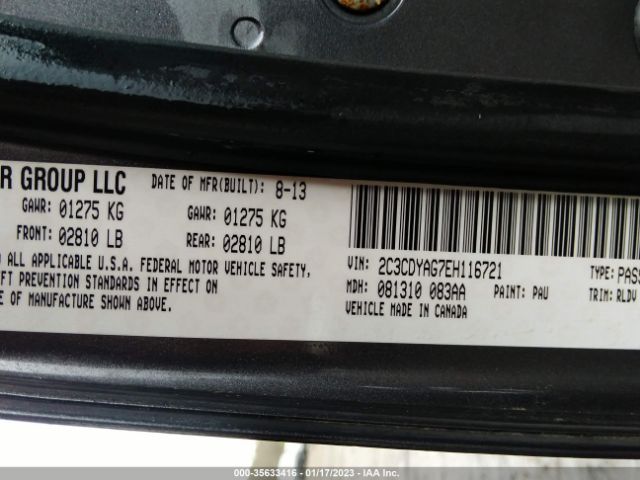 2C3CDYAG7EH116721 Dodge Challenger Sxt Plus