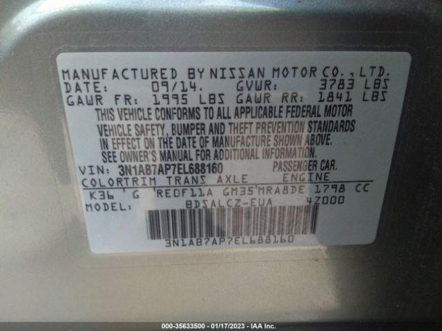 3N1AB7AP7EL688160 Nissan SENTRA S