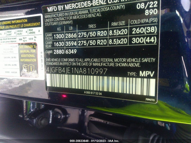 2022 Mercedes-Benz GLE-Class, VIN: 4JGFB4JE1NA810997