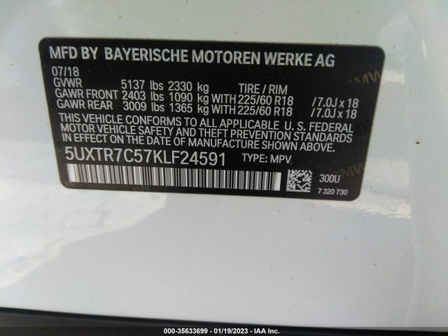BMW X3 Sdrive30i 2019 аукцион фото