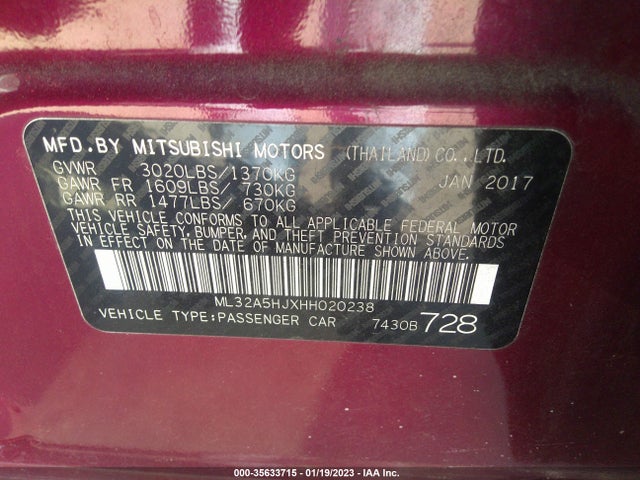 ML32A5HJXHH020238 Mitsubishi Mirage Gt