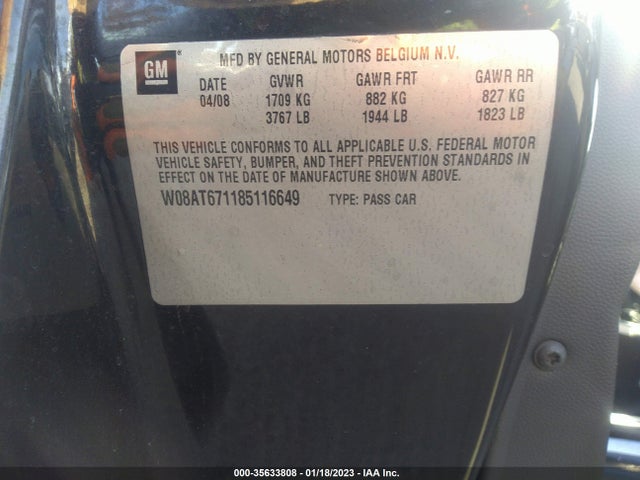2008 SATURN ASTRA XR VIN: W08AT671185116649