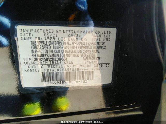 3N1CP5BV2ML509503 Nissan KICKS S
