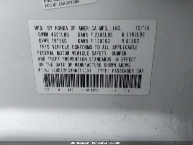 19UDE2F3XHA011031 Acura ILX