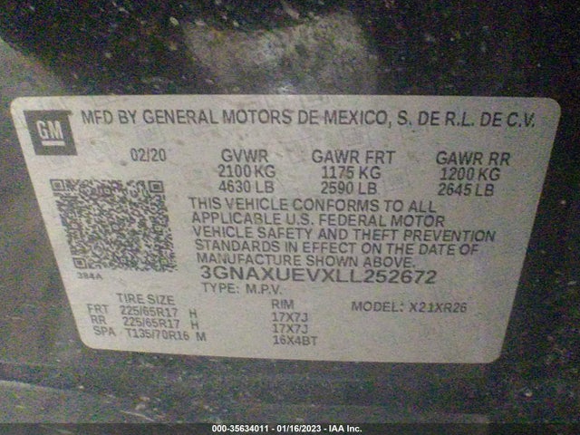 Chevrolet EQUINOX LT 2020 3GNAXUEVXLL252672 Image 9