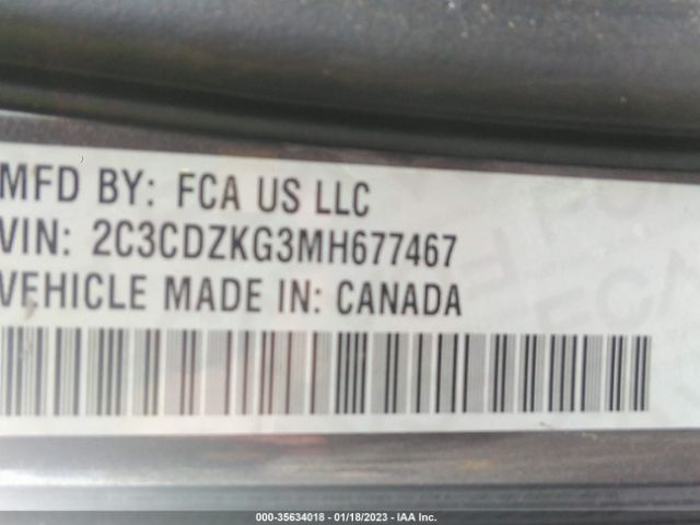 2C3CDZKG3MH677467 Dodge Challenger Gt