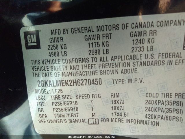 2GKALMEK2H6270450 GMC Terrain Sle