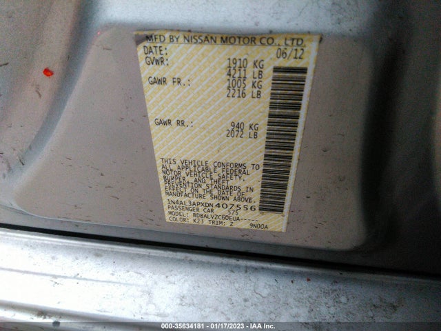 2013 NISSAN ALTIMA 2.5 SL VIN: 1N4AL3APXDN407556