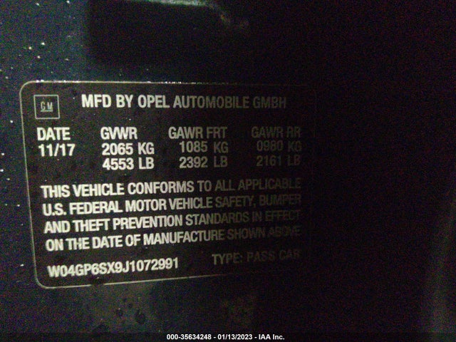 2018 Buick Regal, VIN: W04GP6SX9J1072991