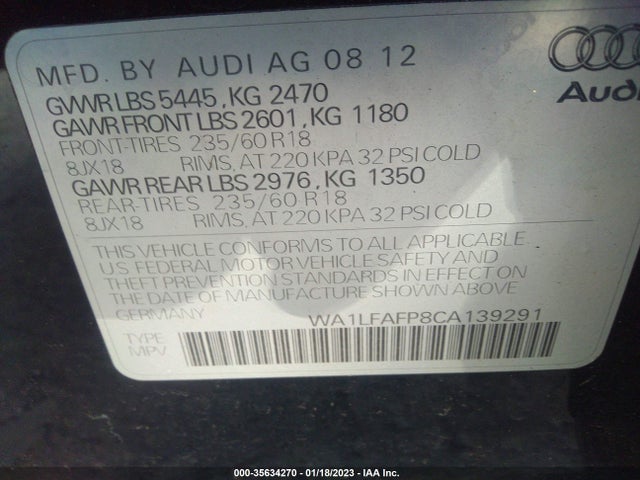 Audi Q5 2.0t Premium Plus 2012 WA1LFAFP8CA139291 Image 9