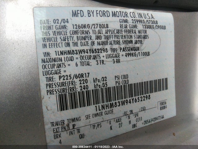 Lincoln Town Car Ultimate 2004 1LNHM83W94Y652298 Image 10