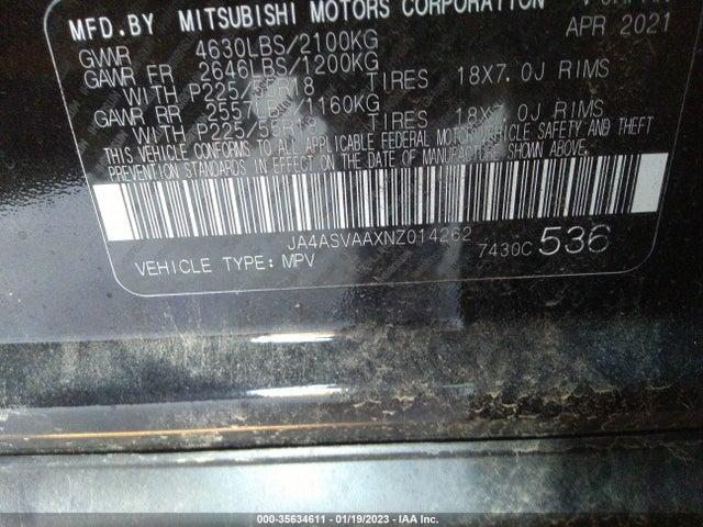 2022 Mitsubishi Eclipse, VIN: JA4ASVAAXNZ014262
