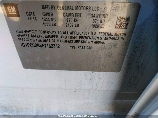 Chevrolet CRUZE LT 2015 1G1PC5SB3F7132342 Image 9