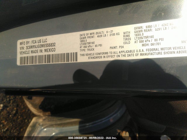 2021 Ram Promaster, VIN: 3C6MRVJG0ME556832