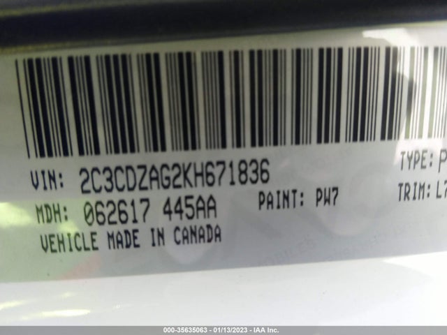 2019 Dodge Challenger, VIN: 2C3CDZAG2KH671836