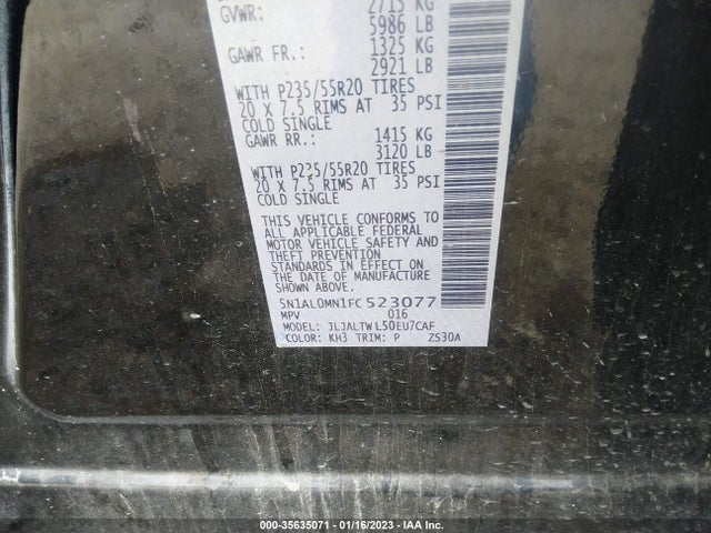 2015 Infiniti QX60, VIN: 5N1AL0MN1FC523077