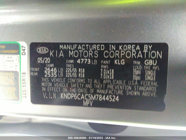 2021 Kia Sportage, VIN: KNDP6CAC5M7844524
