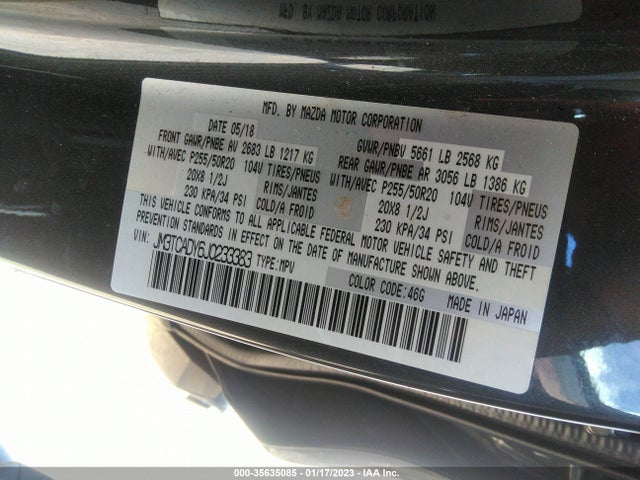 Mazda Cx-9 Grand Touring 2018 JM3TCADY6J0233383 Image 10