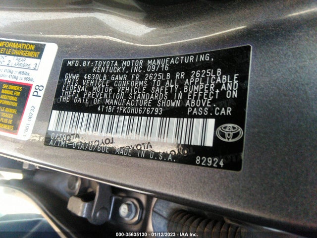 Toyota Camry 2017 4T1BF1FK0HU676793 Image 9