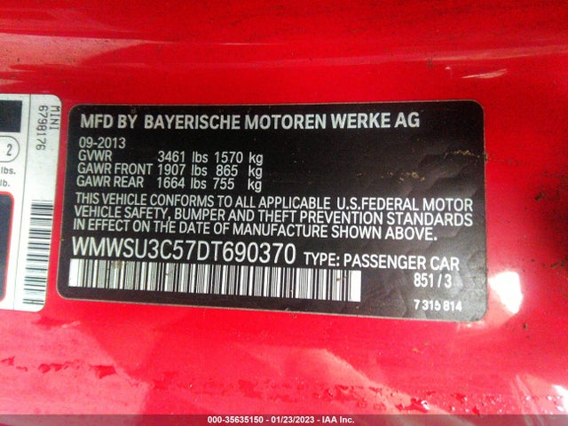 WMWSU3C57DT690370 Mini COOPER HARDTOP