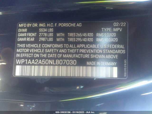 2022 PORSCHE MACAN WP1AA2A50NLB07030 Photo 8