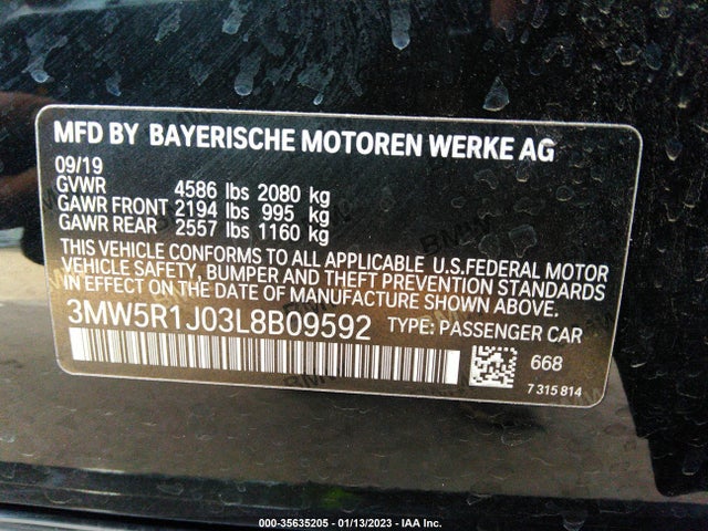 BMW 3 Series 330i 2020 аукцион фото