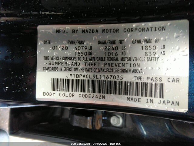 2020 Mazda 3, VIN: JM1BPACL9L1167035