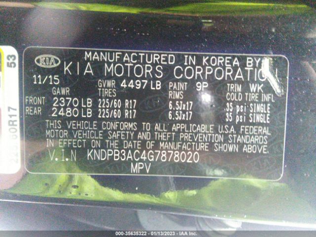 KNDPB3AC4G7878020 KIA Sportage Lx
