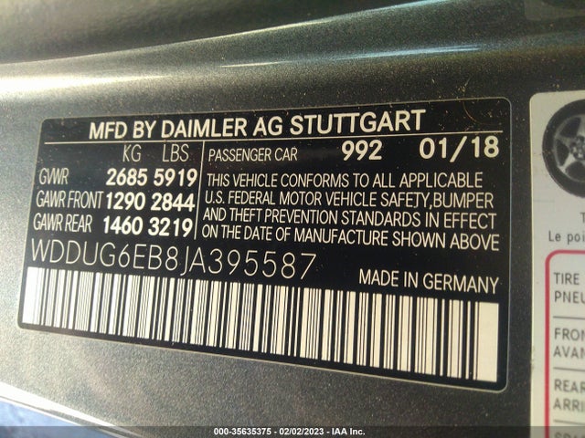 WDDUG6EB8JA395587 Mercedes-Benz S-class S 450