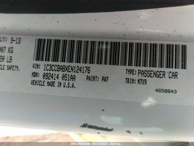 1C3CCBABXEN124176 Chrysler 200 LX