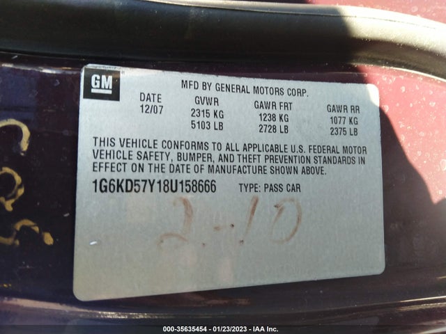 1G6KD57Y18U158666 Cadillac Dts W/1sd