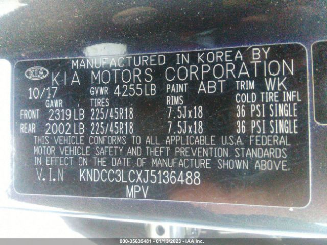 KNDCC3LCXJ5136488 KIA NIRO EX